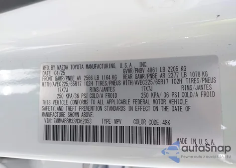 2025 Mazda Cx-50 2.5 S Preferred Package z USA, uszkodzony, nr VIN 7MMVABBM3SN362053